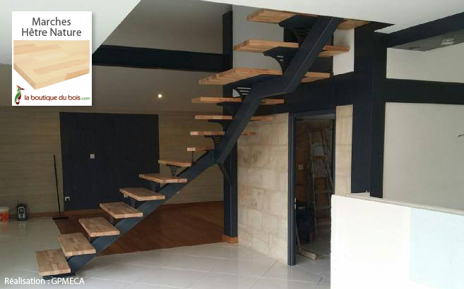 escalier sur mesure marches bois massif et métal